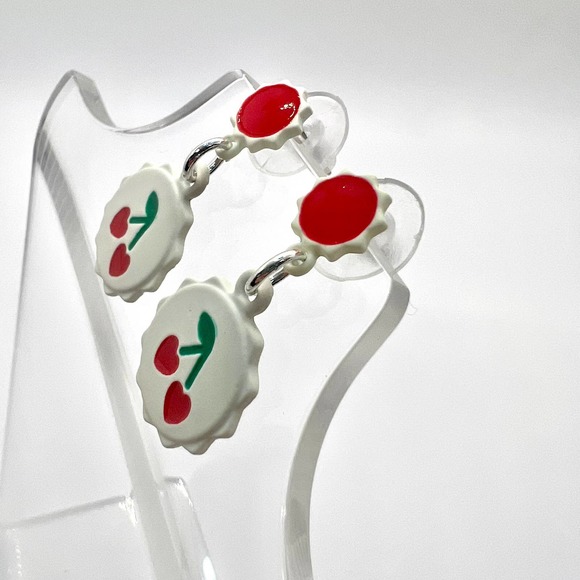 Cherry Earrings - Fruit Earrings - Teacher Earrings - Dangle Earrings - Picture 5 of 9